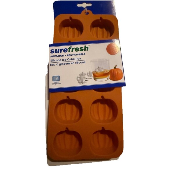 Orange Silicone Pumpkin 10 Mold Ice Cube Tray - Halloween - Craft Candy New - Picture 3 of 5
